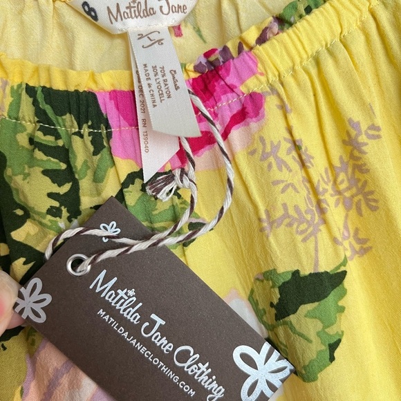 Matilda Jane In Town Peasant Puff Sleeve Blouse - Yellow Floral - Size L - NWT - Picture 3 of 4